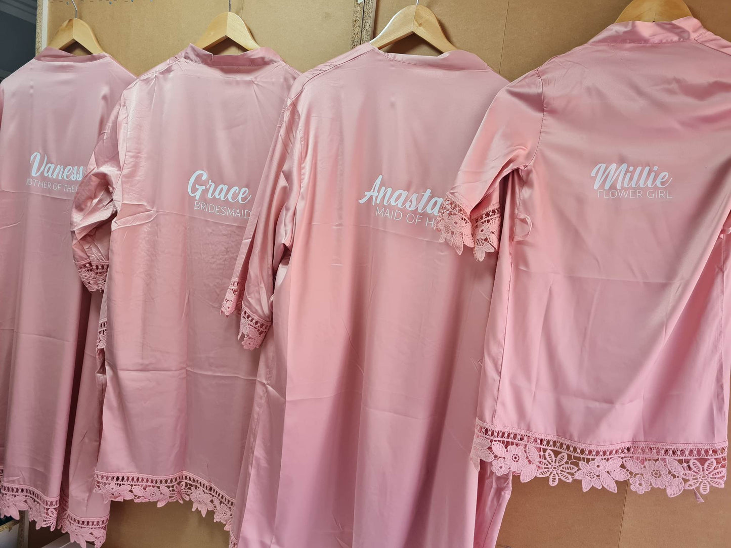 Satin Lace Robes - Pale Rose