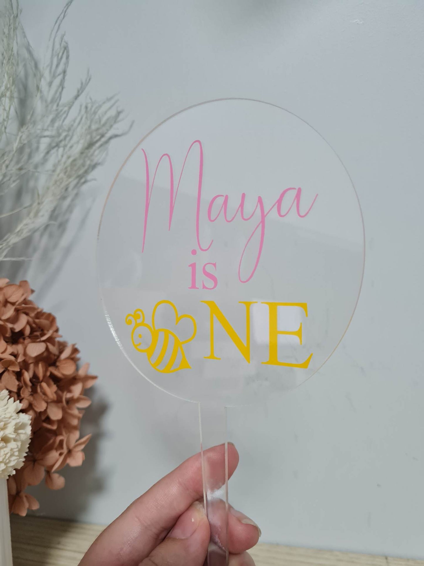 Bee 1st Birthday Cake Topper