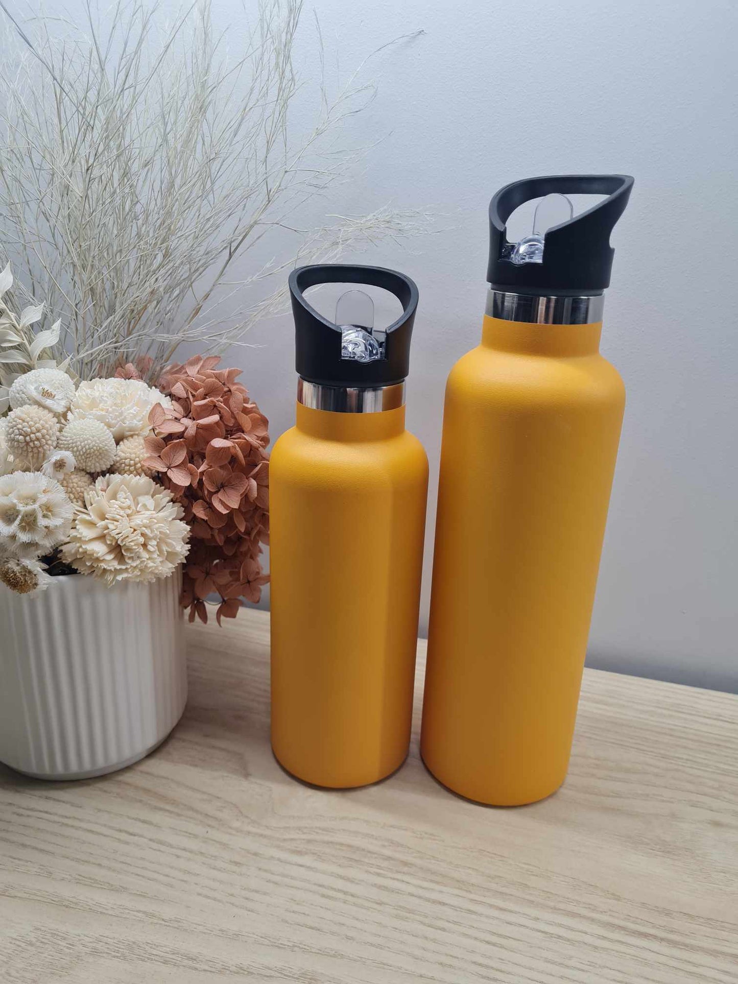 Yellow Water Bottle with Straw 500/750ml