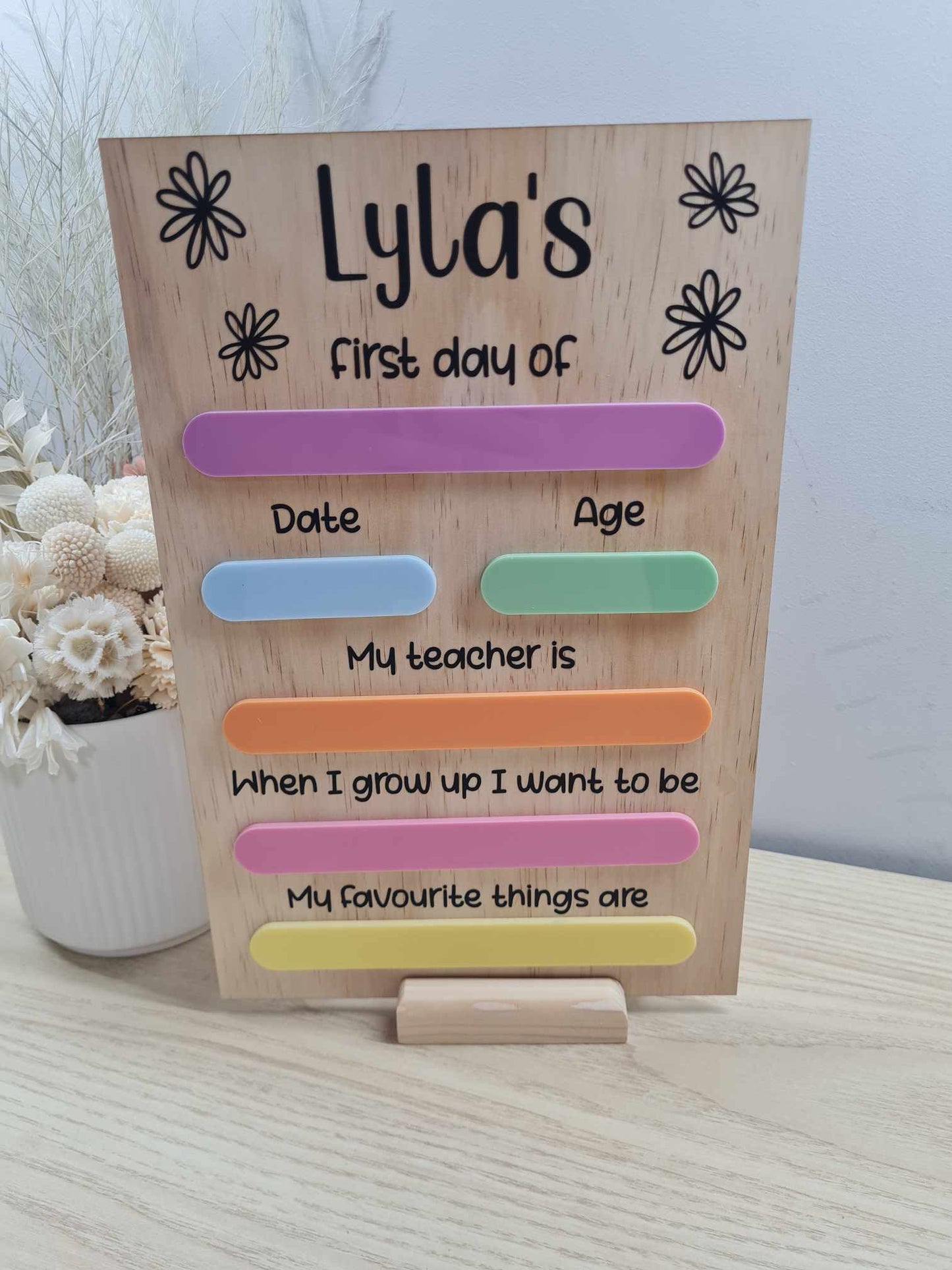 First and Last Day of Board Floral Pastel