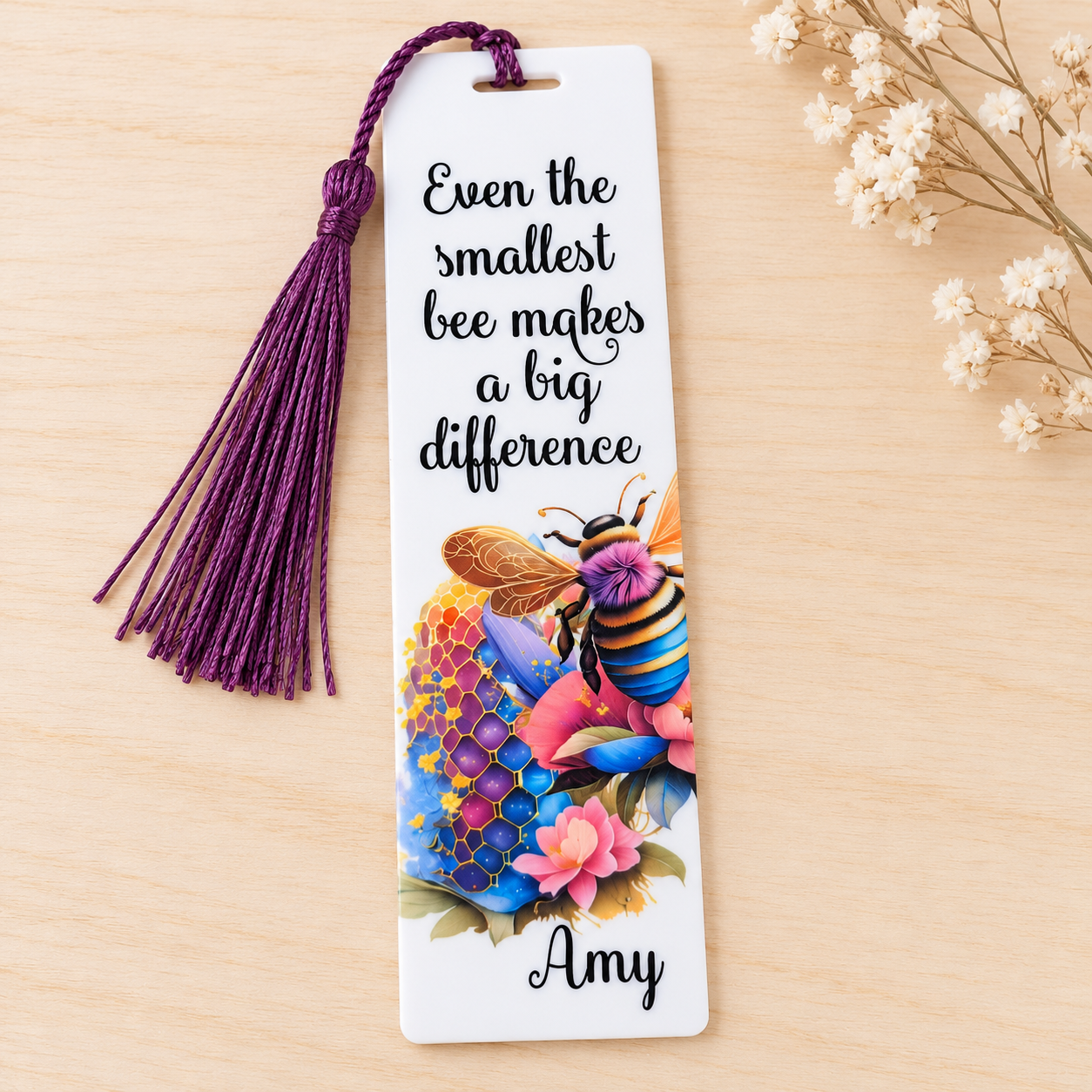 Personalised Bee Difference Aluminium Bookmark