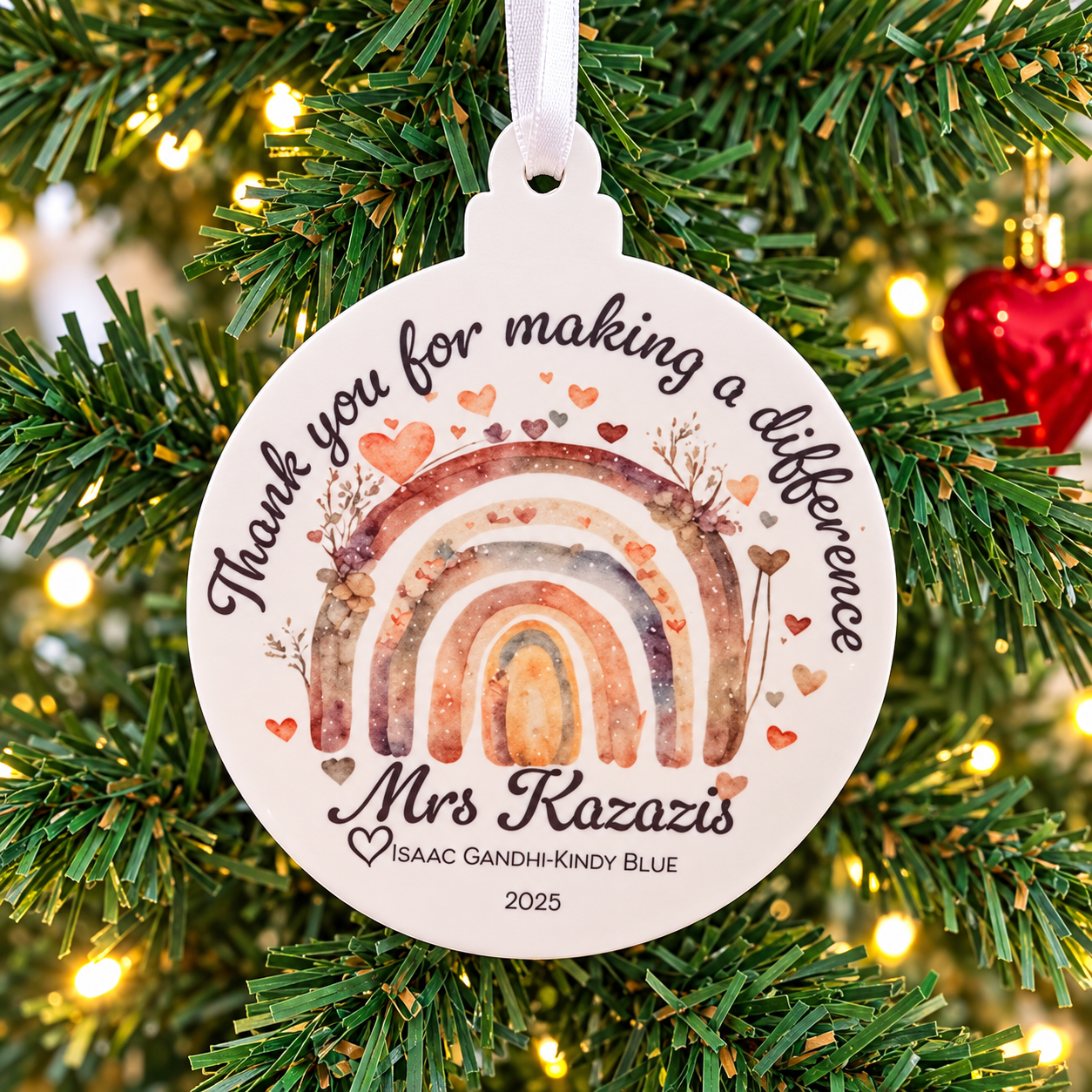 Personalised Thank You Teacher Christmas Bauble