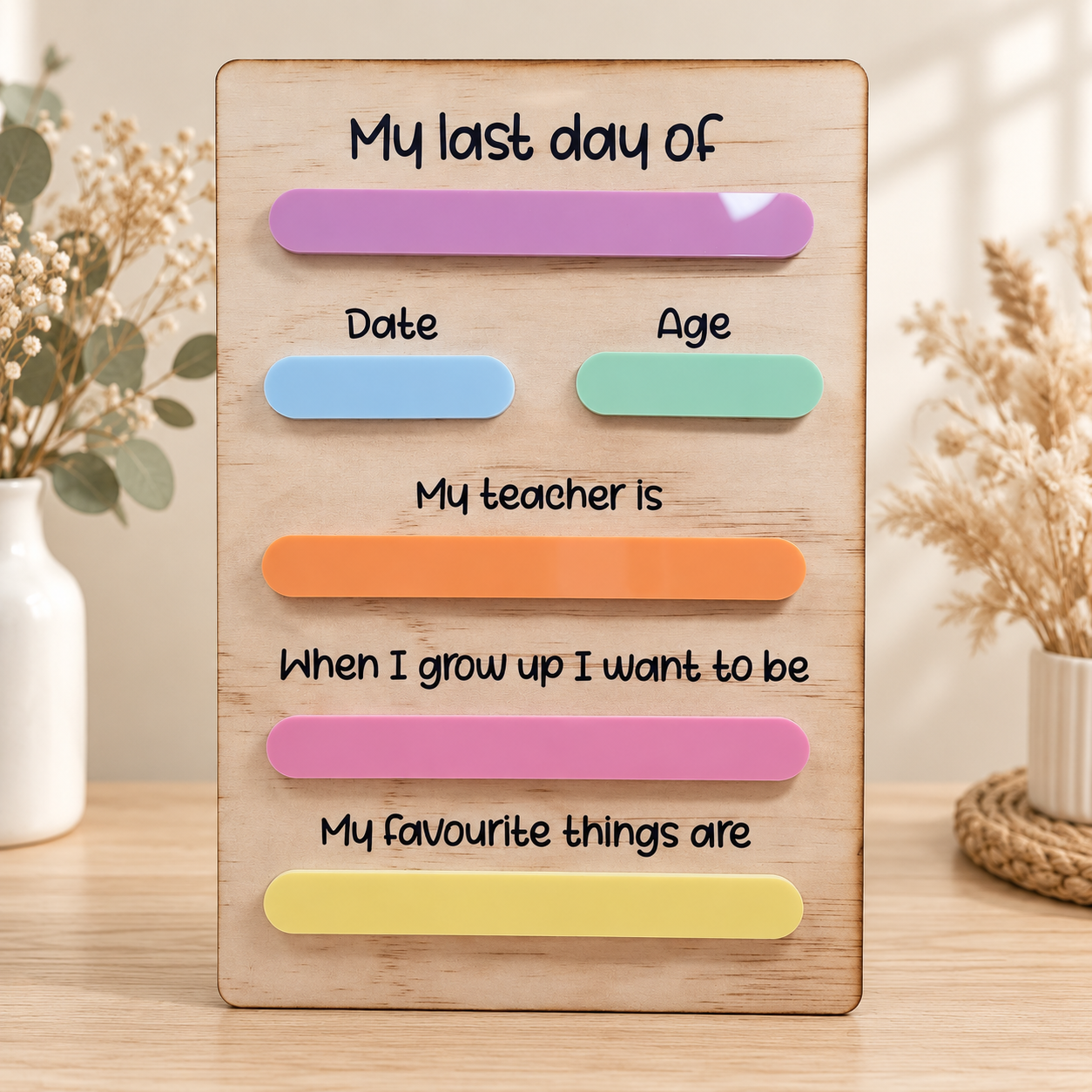 First & Last Day Board – Pastel Design