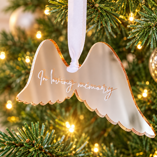 In Loving Memory Angel Wing Bauble
