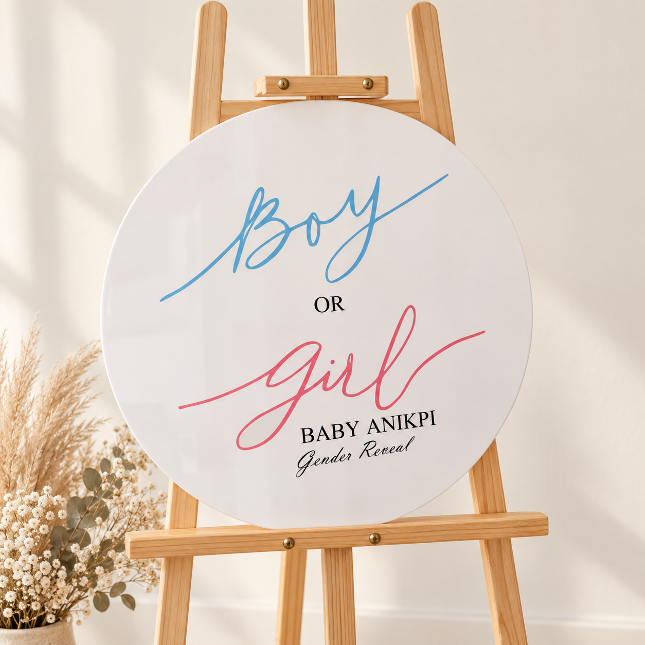 Gender Reveal Round Sign