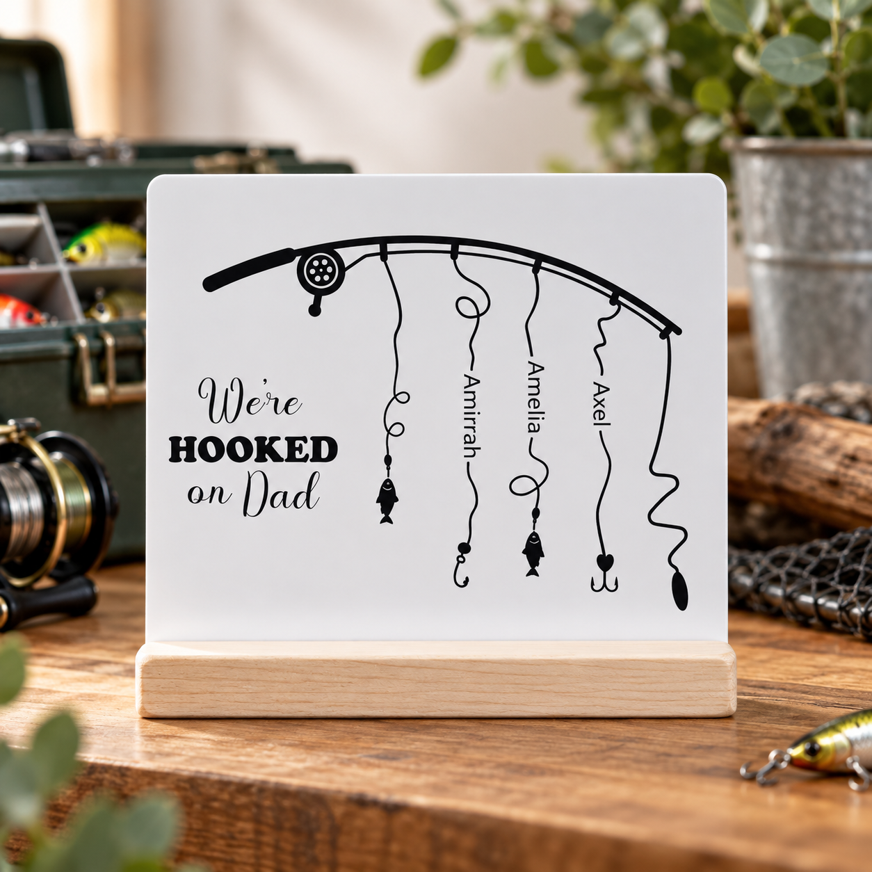 Hooked on Dad Personalised Fishing Plaque