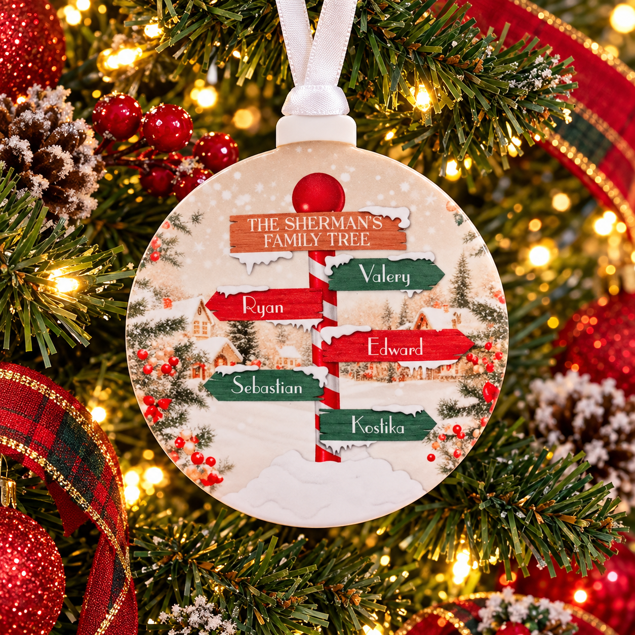 Personalised North Pole Family Christmas Bauble