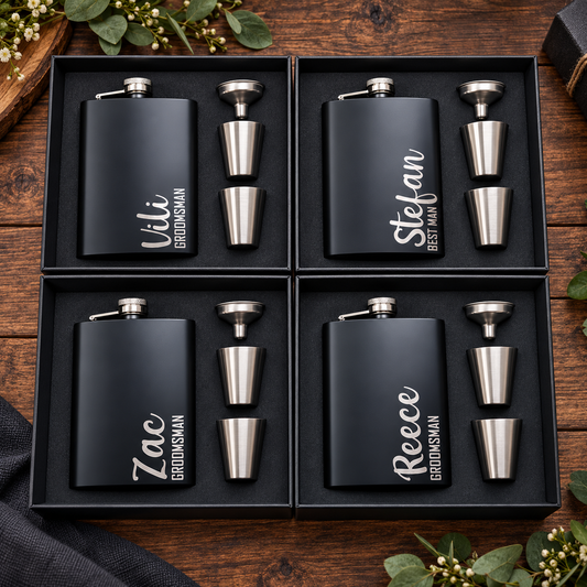 Personalised Bridal Party Hip Flask – Script Design