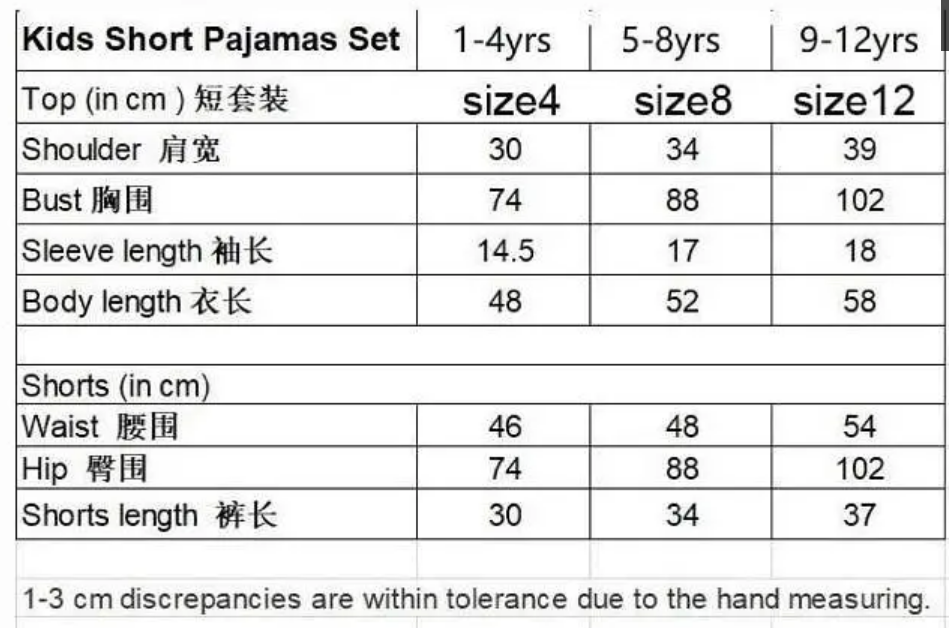 Kids Satin Short Set PJ's