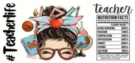 Teacher Nutrition Facts Glass Can with Lid and Straw