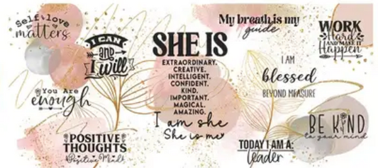 Self Love (She Is) Glass Can with Lid and Straw