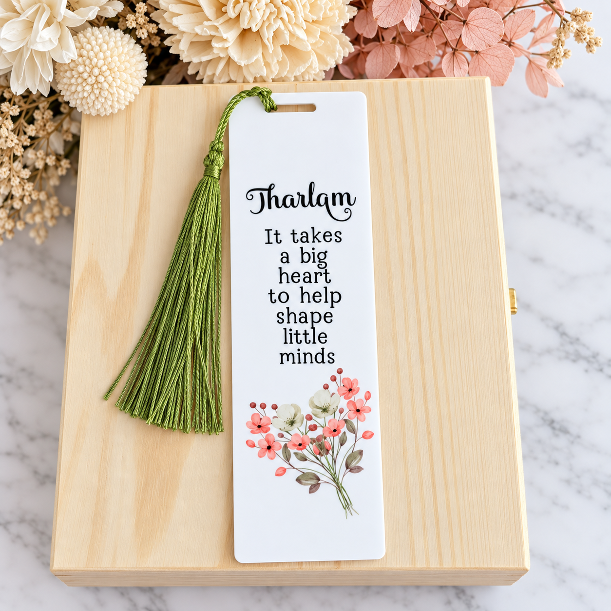 Personalised Big Heart Little Minds Aluminium Bookmark