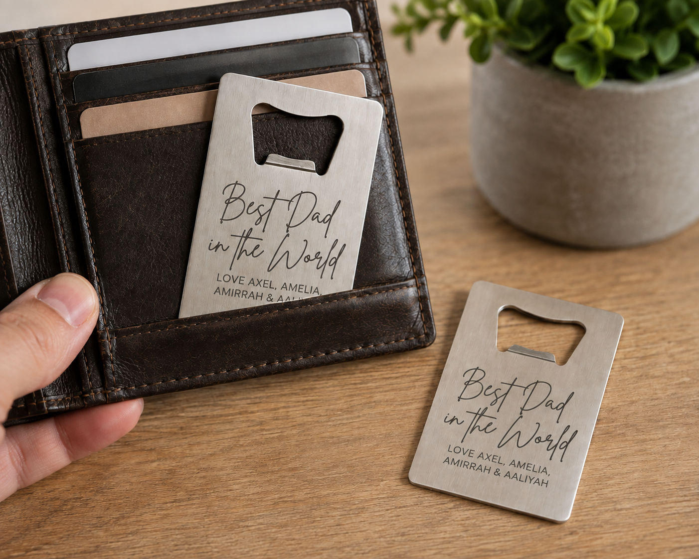 Personalised Best Dad / Pop Wallet Bottle Opener