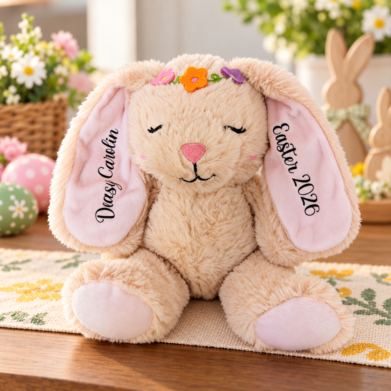 Personalised Beige Easter Plush Bunny