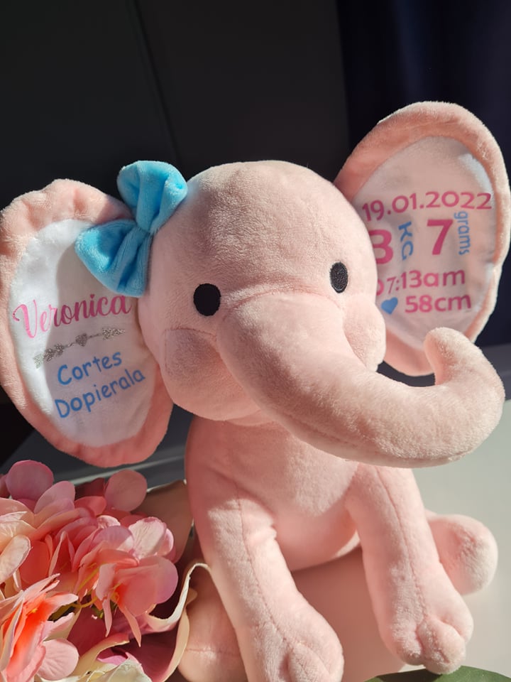 Baby Birth Detail Elephant - Pink