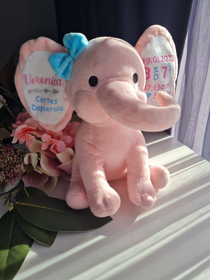 Baby Birth Detail Elephant - Pink