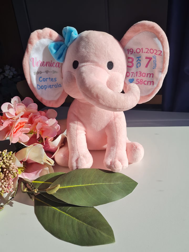 Baby Birth Detail Elephant - Pink