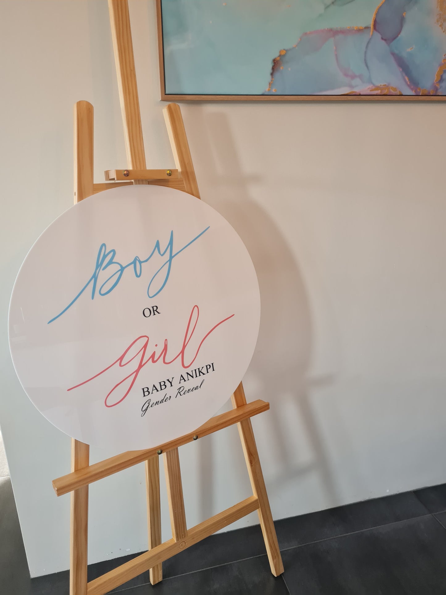 HIRE - Gender Reveal Round Sign 90cm