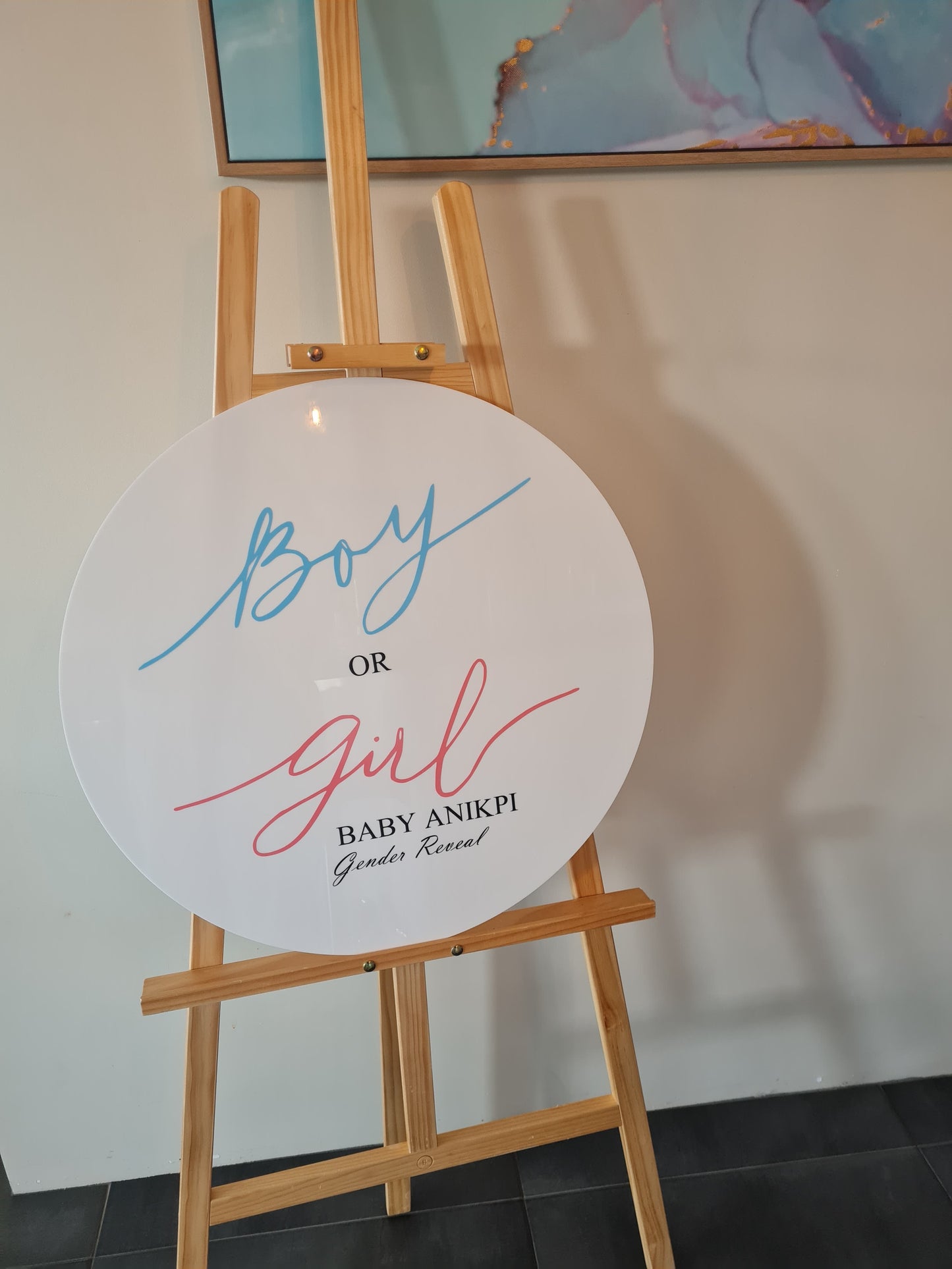 HIRE - Gender Reveal Round Sign 90cm