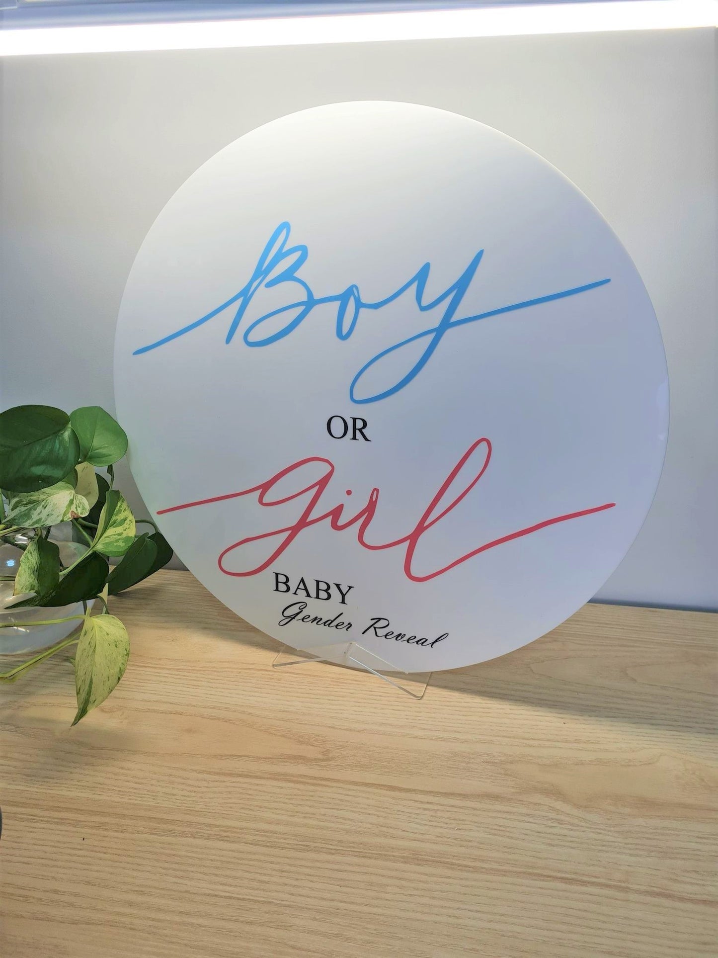 HIRE - Gender Reveal Round Sign 50cm