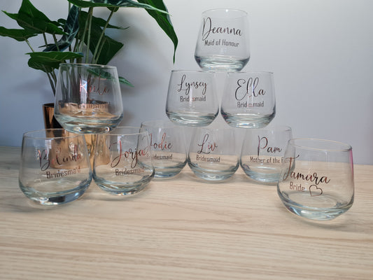 Bridal Party Stemless Glasses