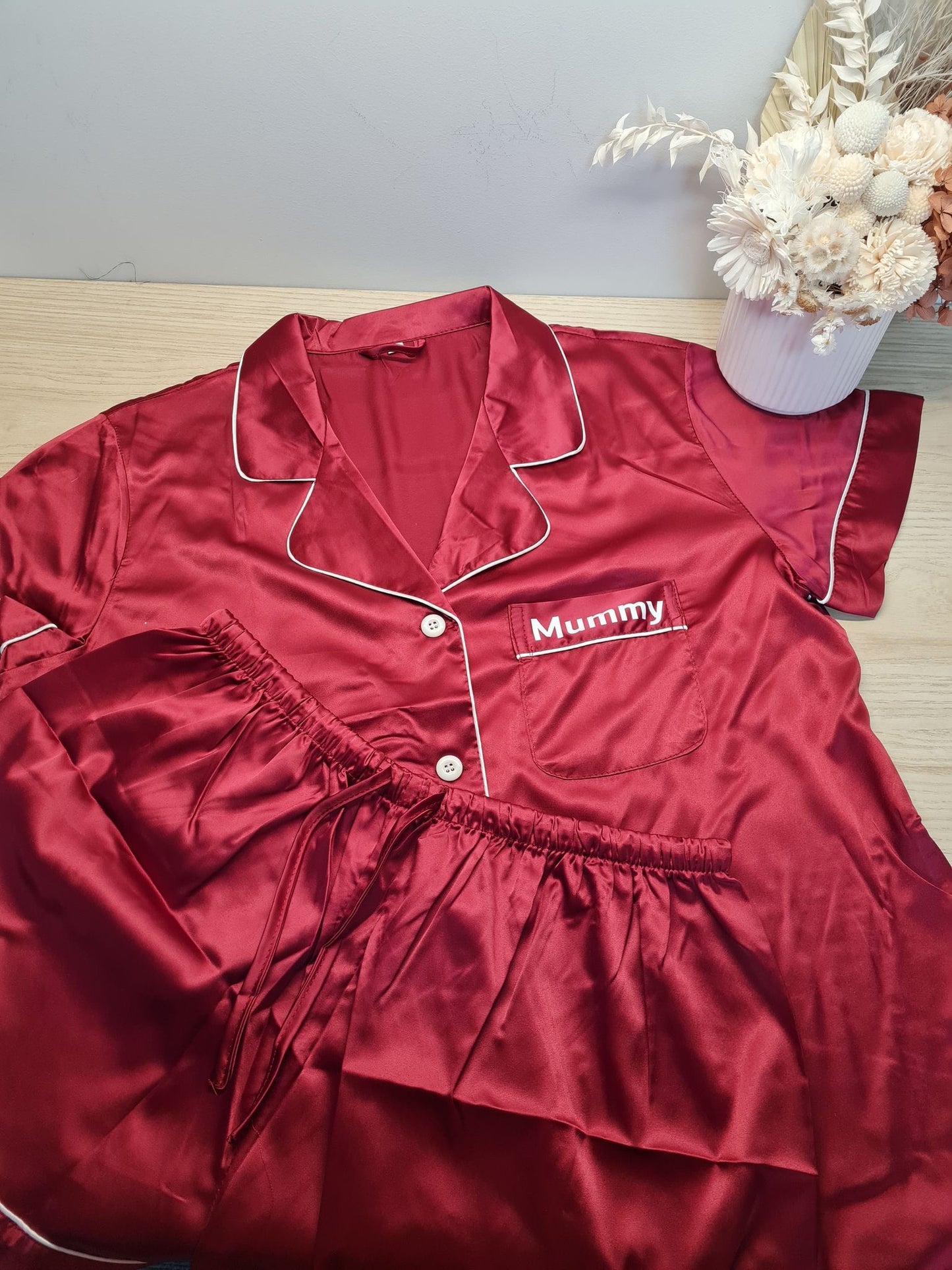 (MESSAGE ME TO ORDER) Christmas Family Satin Short Set PJ's