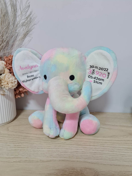 Baby Birth Detail Elephant - Rainbow