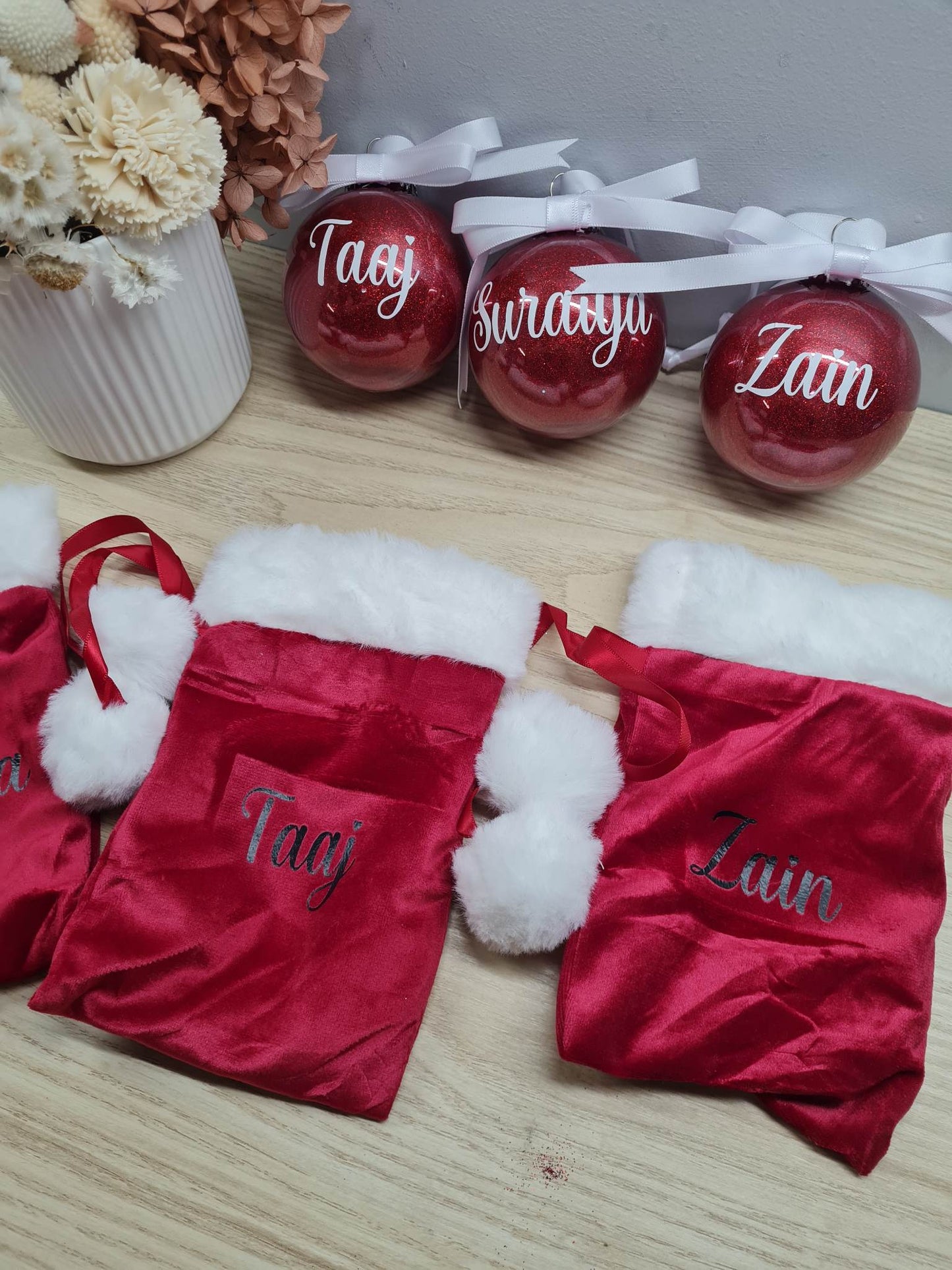 Mini Pom Pom Velvet Santa Sack