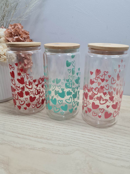 DISPLAY - Heart Design Glass Can with Lid and Straw v1