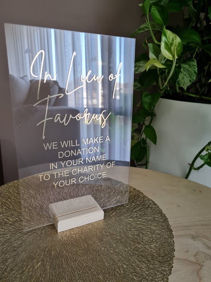 In Lieu of Favours (Donation) Sign