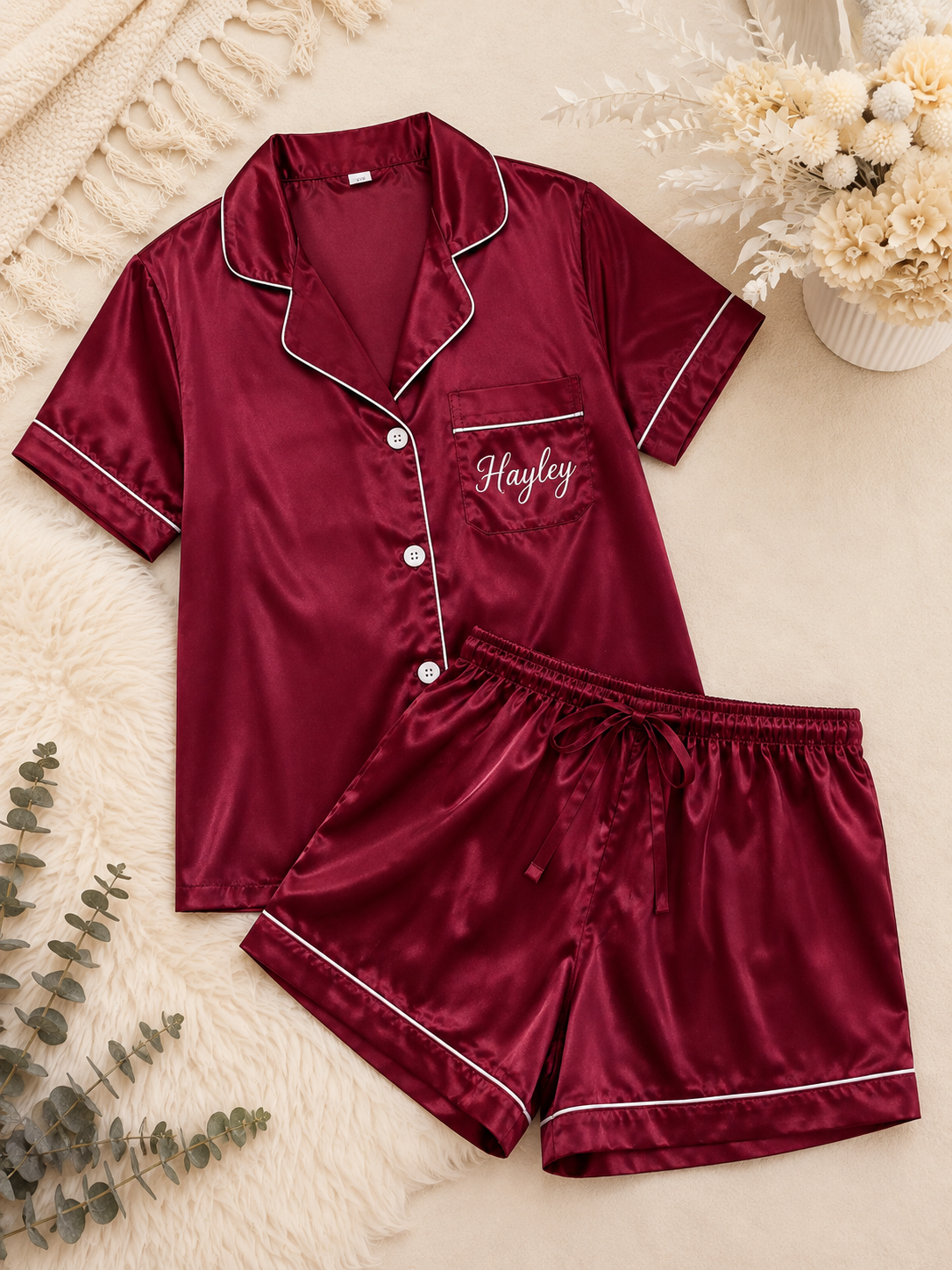 Personalised Satin Short Set Pyjamas