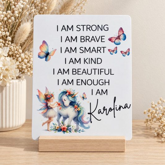 Personalised Unicorn & Fairy Affirmation Plaque