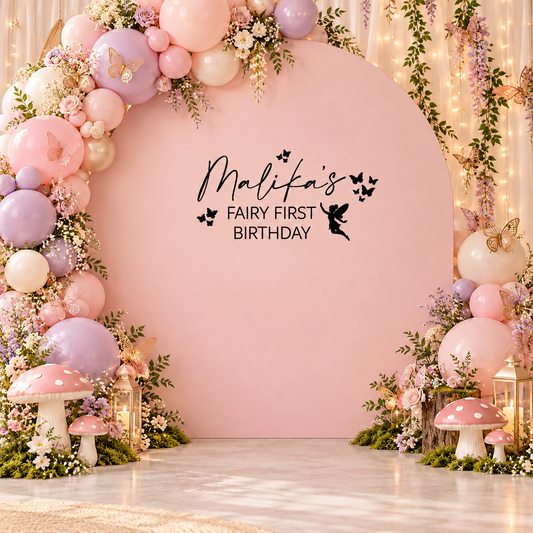 Personalised Fairy Birthday Backdrop Decal