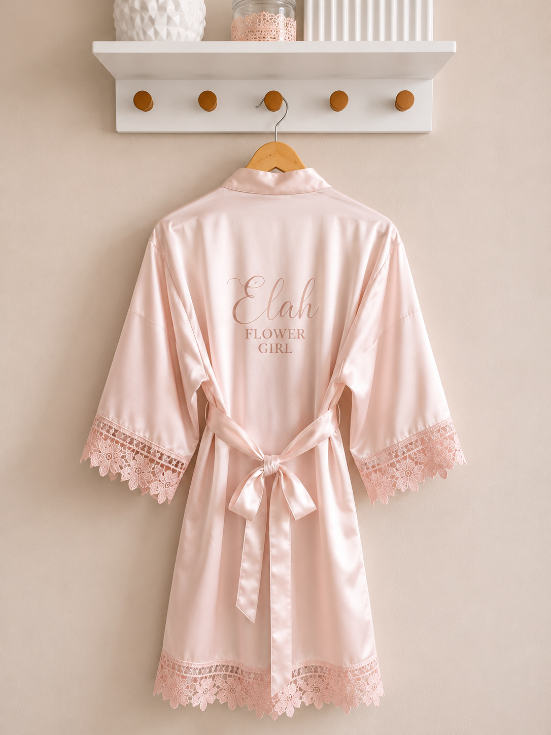 Personalised Satin Lace Robe