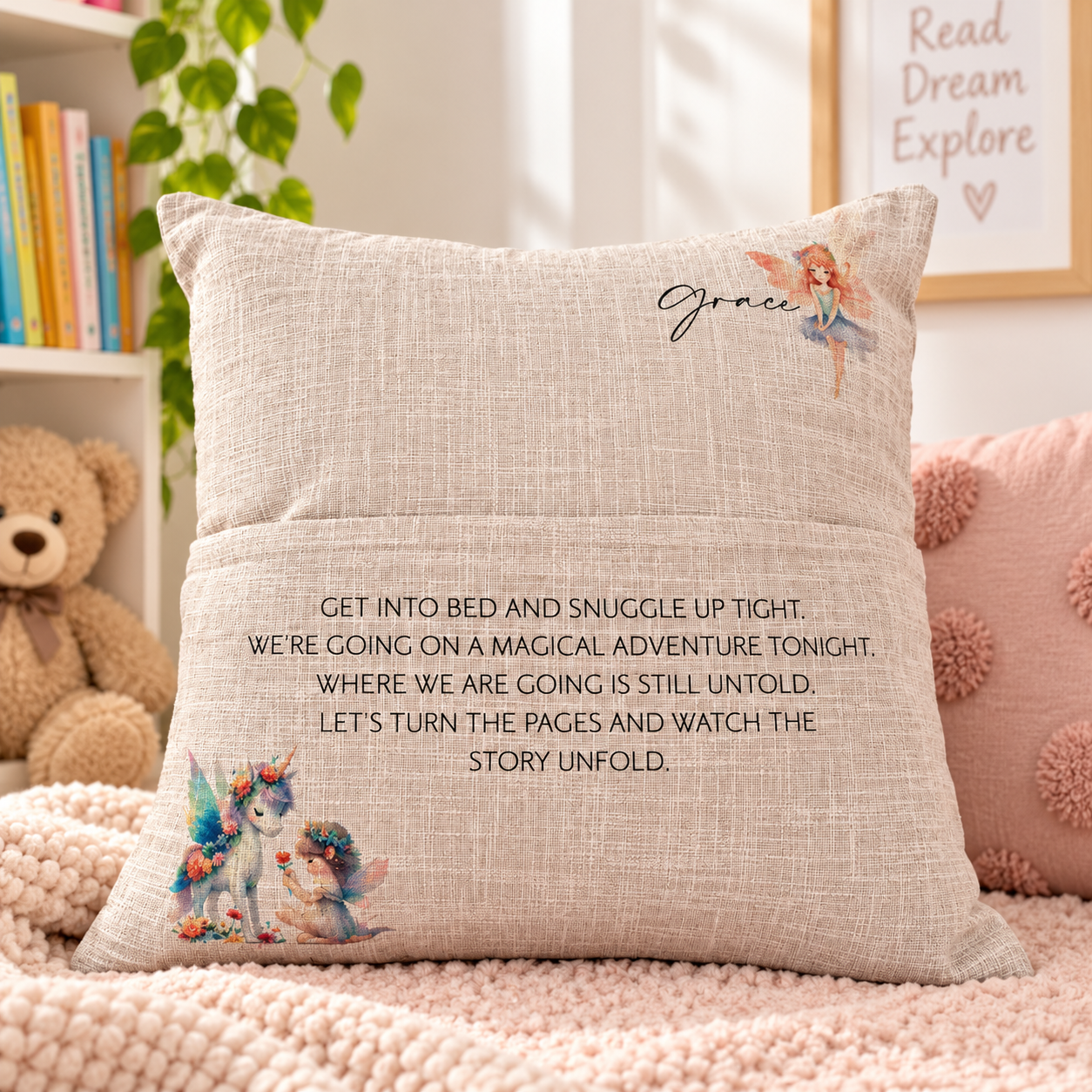 Personalised Reading Pocket Cushion – Magical Adventure