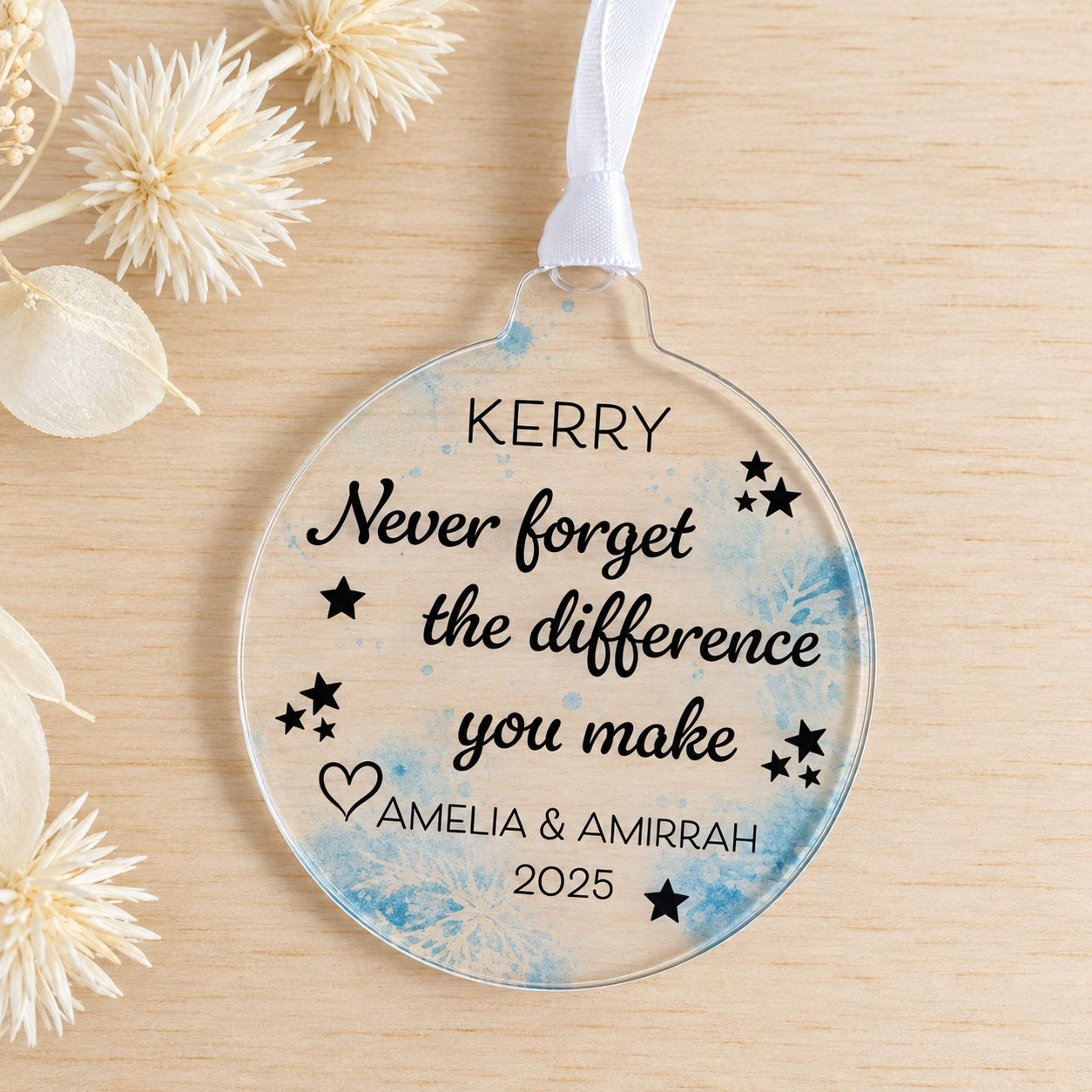 Personalised Difference You Make Teacher Christmas Bauble