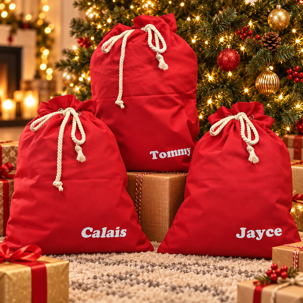 Personalised Santa Sack – Corner Name Design
