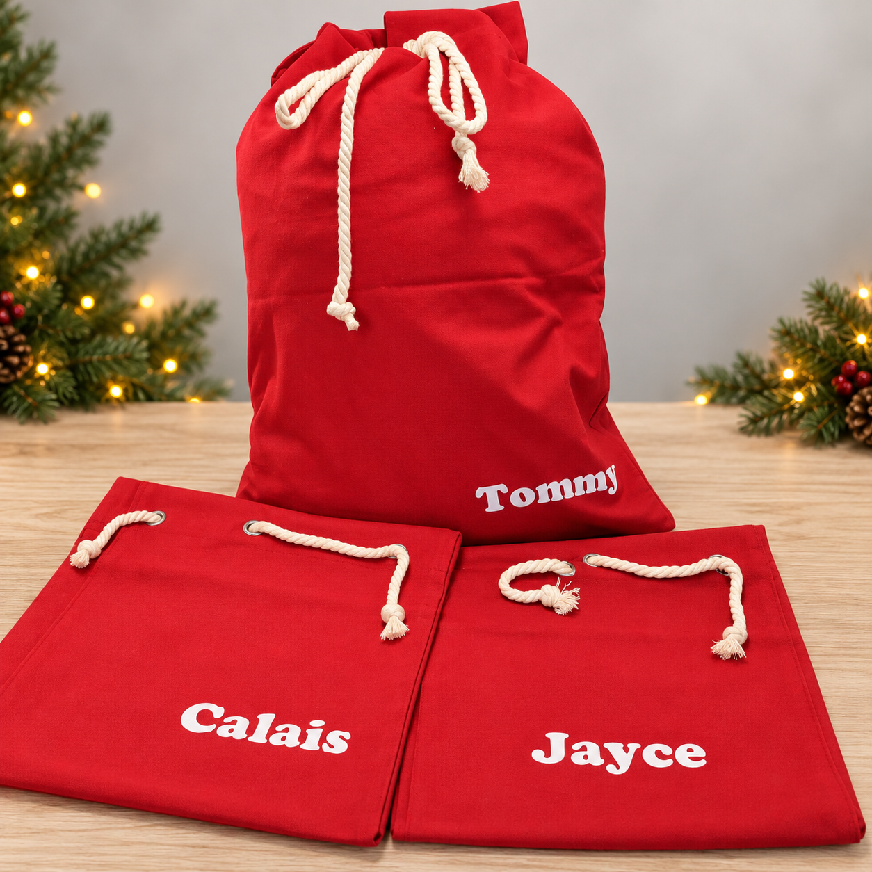Personalised Santa Sack – Corner Name Design