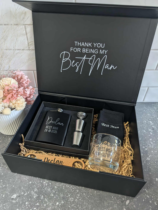 Groomsmen Gift Box Bundle with Socks & Flask Set