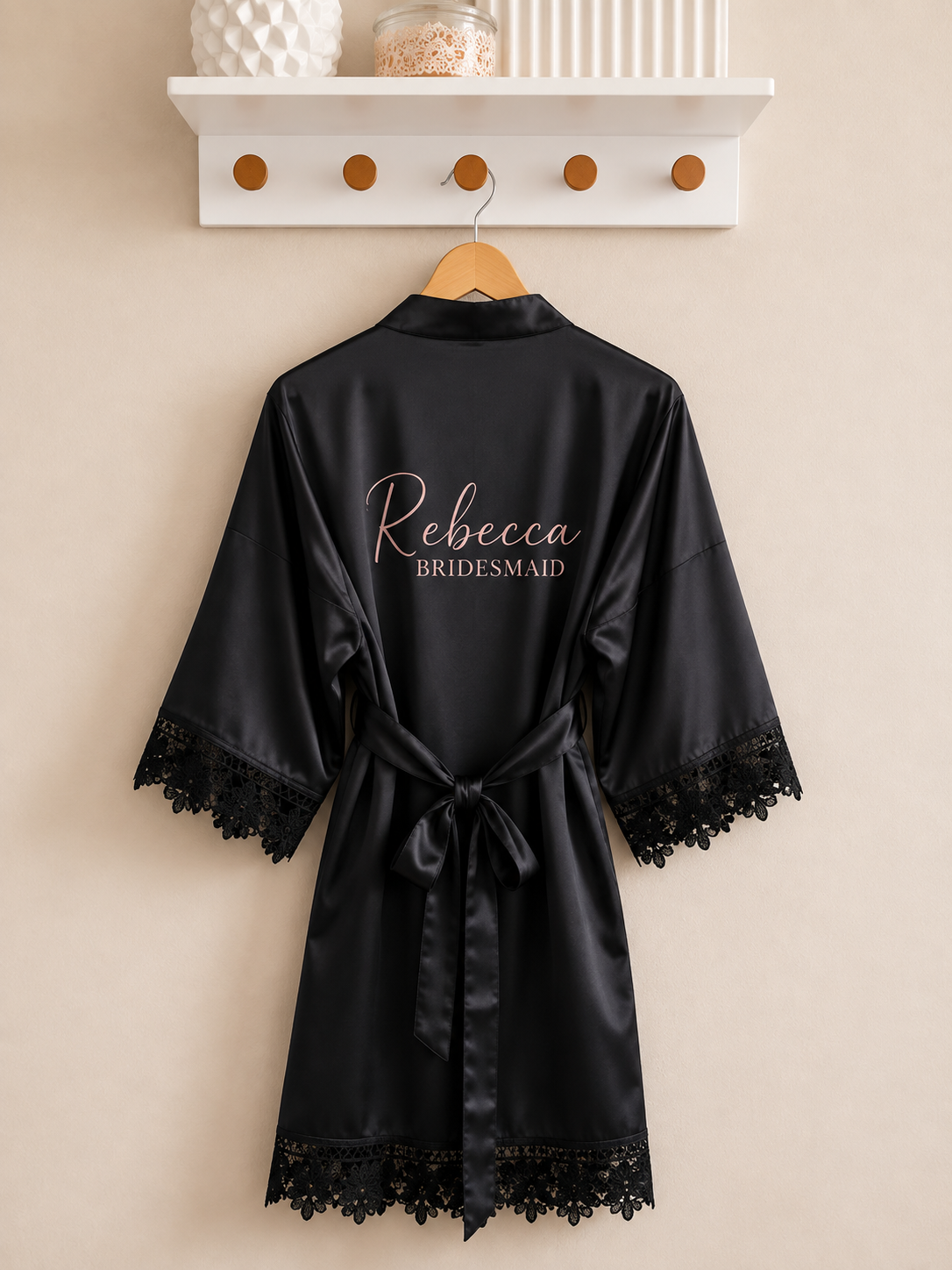 Personalised Satin Lace Robe