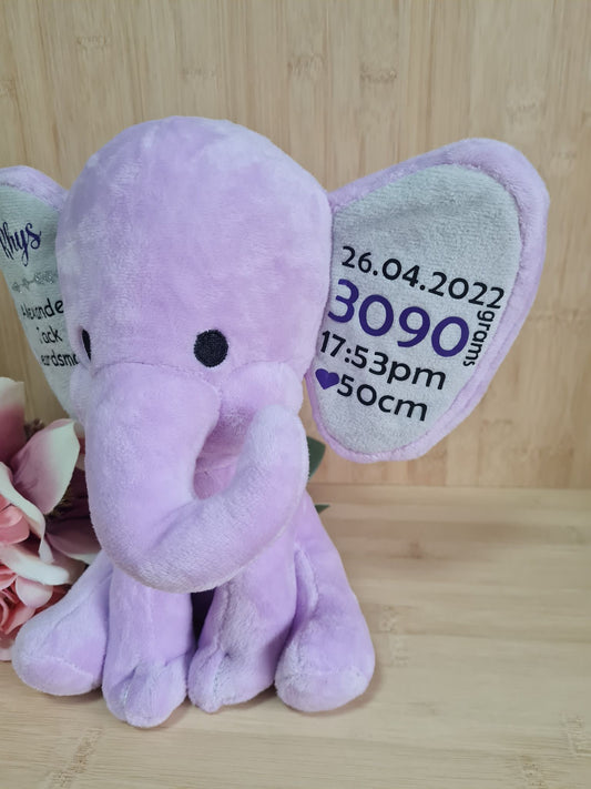 Baby Birth Detail Elephant - Lilac