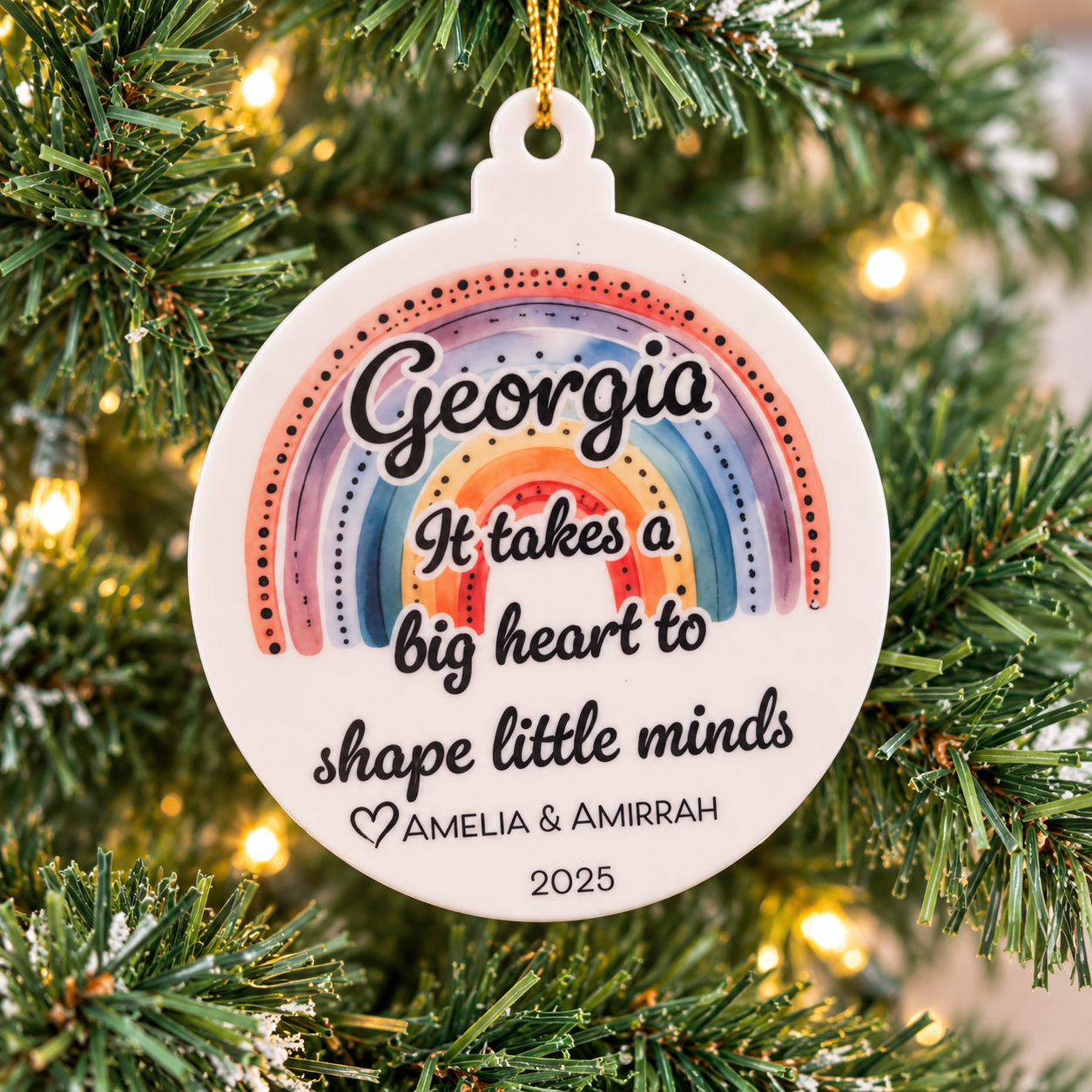 Personalised Big Heart Teacher Christmas Bauble