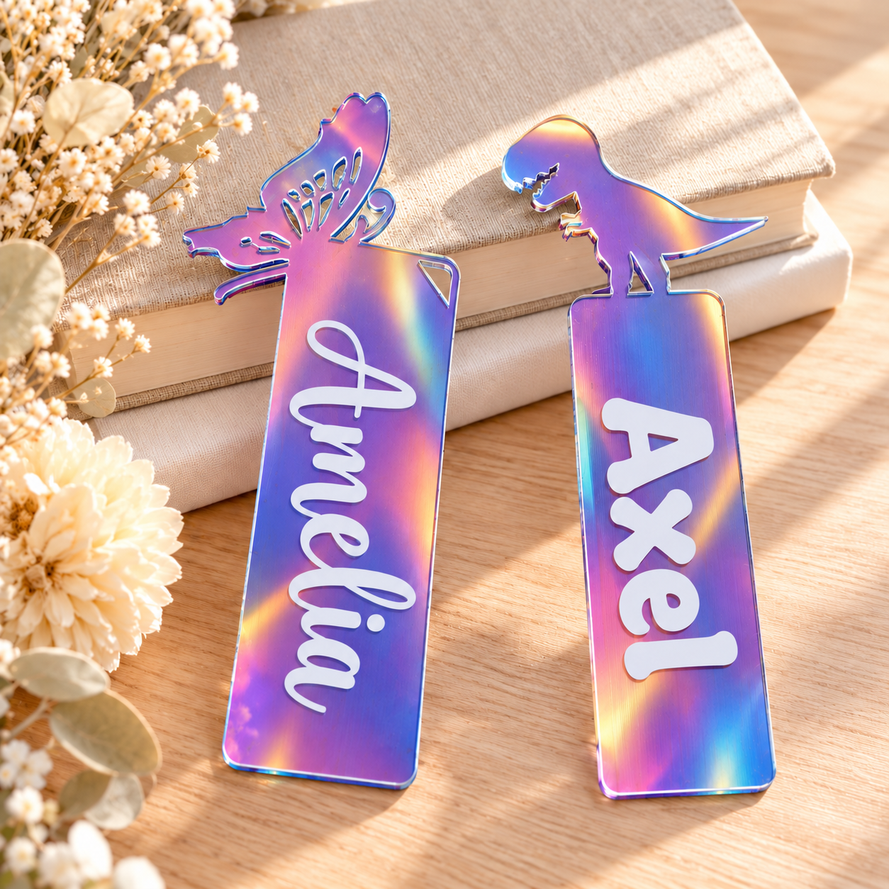 Kids Holographic Bookmarks – Dinosaur &amp; Butterfly