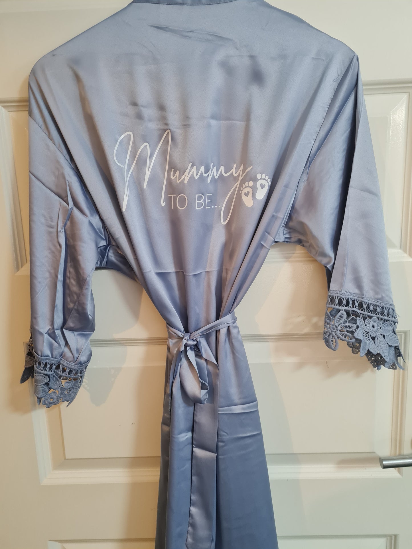 Satin Lace Robes - Dusty Blue