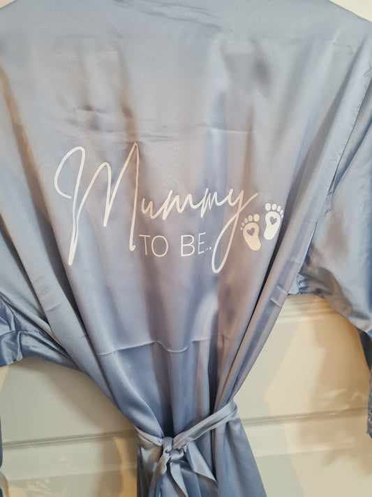 Satin Lace Robes - Dusty Blue