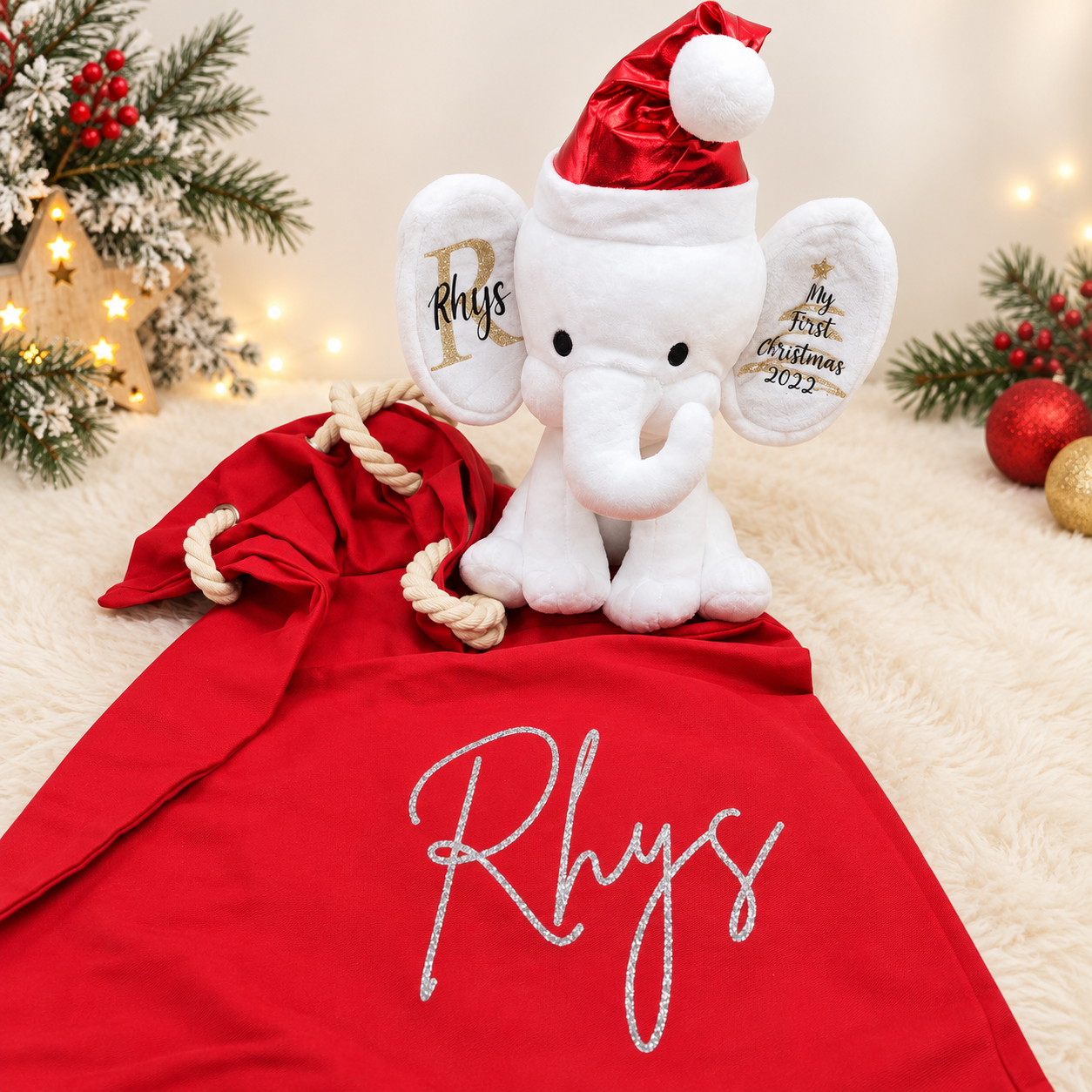 Personalised Santa Sack – Corner Name Design