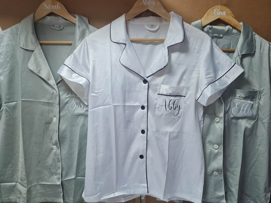 Ladies Satin Short Set PJ's - Sage