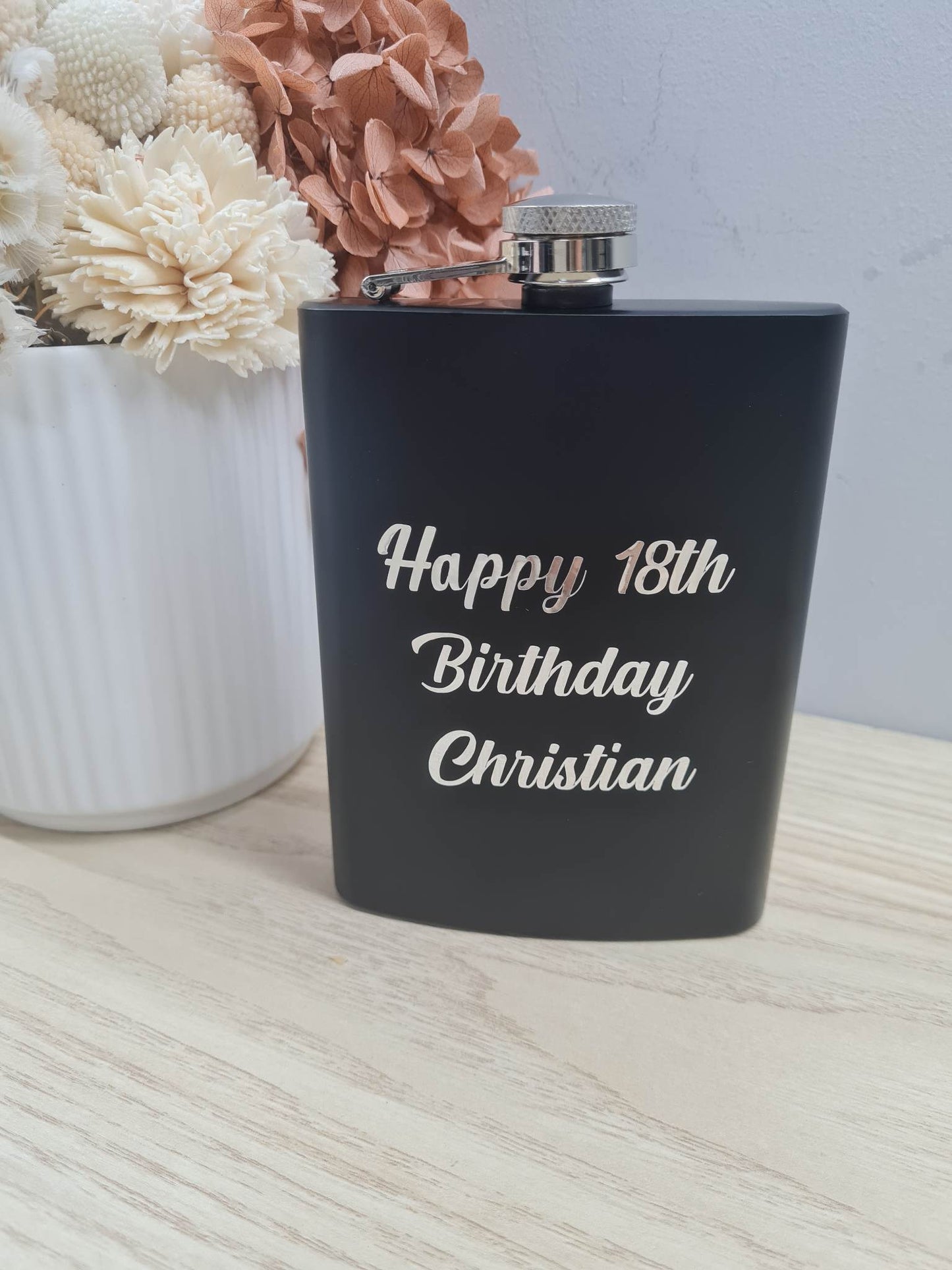 Personalised Birthday Black Flask