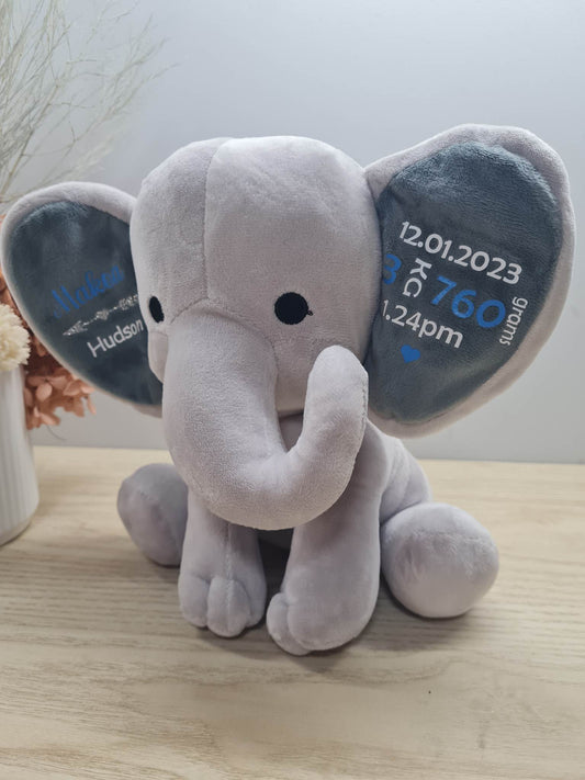 Baby Birth Detail Elephant - Grey Dark Ear