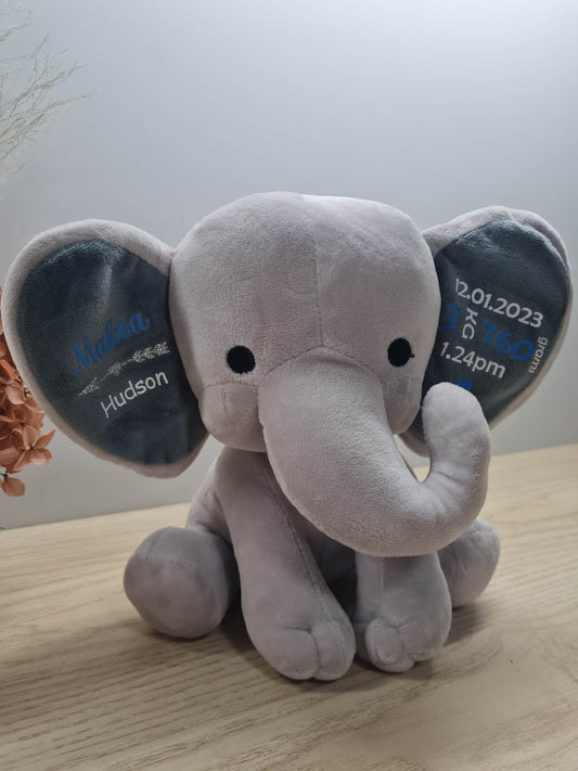 Baby Birth Detail Elephant - Grey Dark Ear